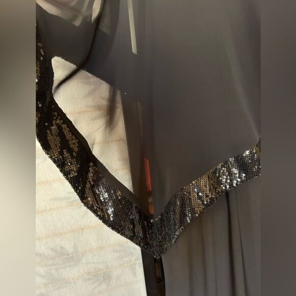 R&M Richards Knee-Length Dress w Sequined Sheer Draped Asymmetrical  Poncho 14W - Picture 4 of 11